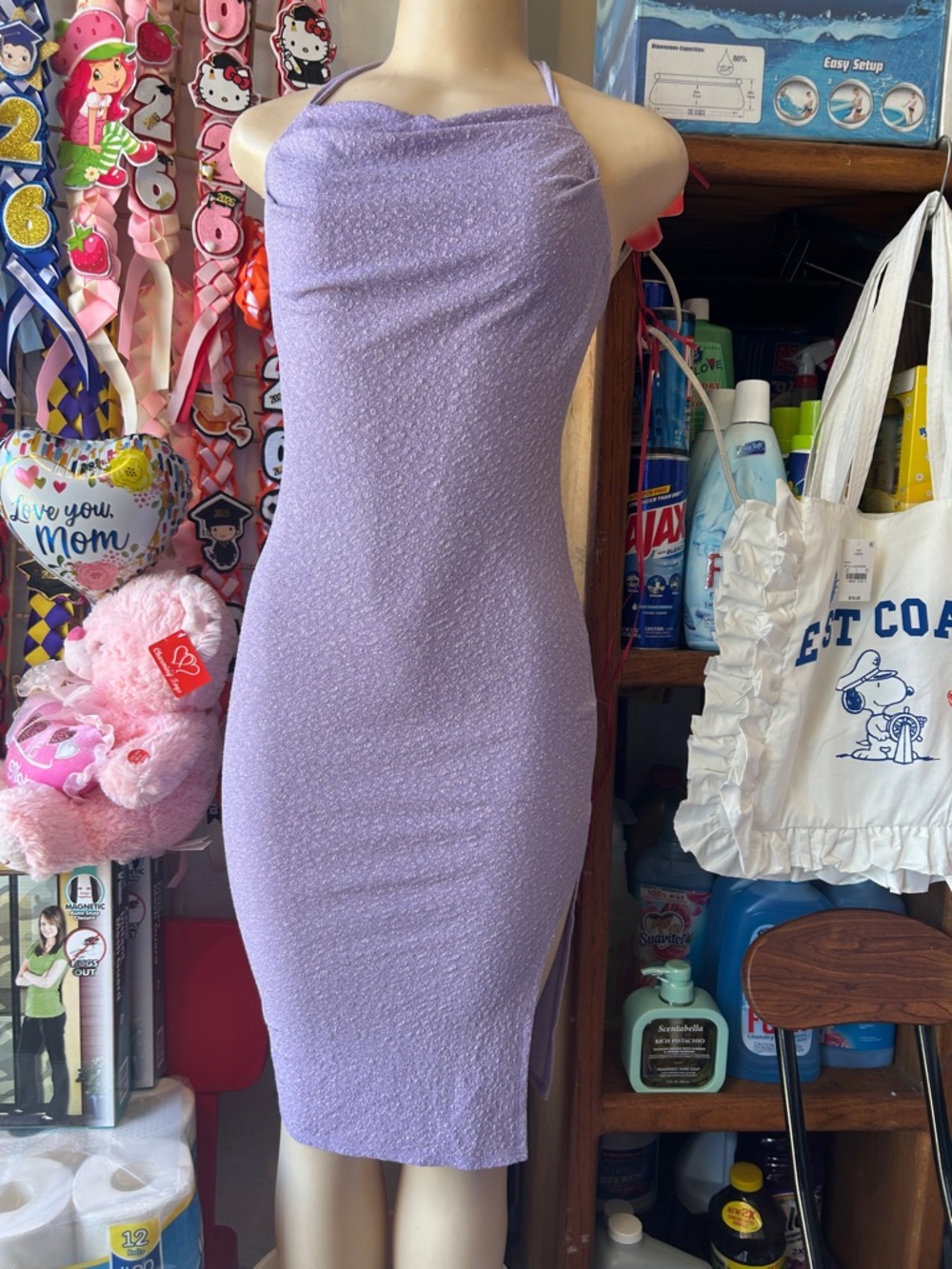 Jax Shimmery Lavender Halter Ruched Bodycon Dress